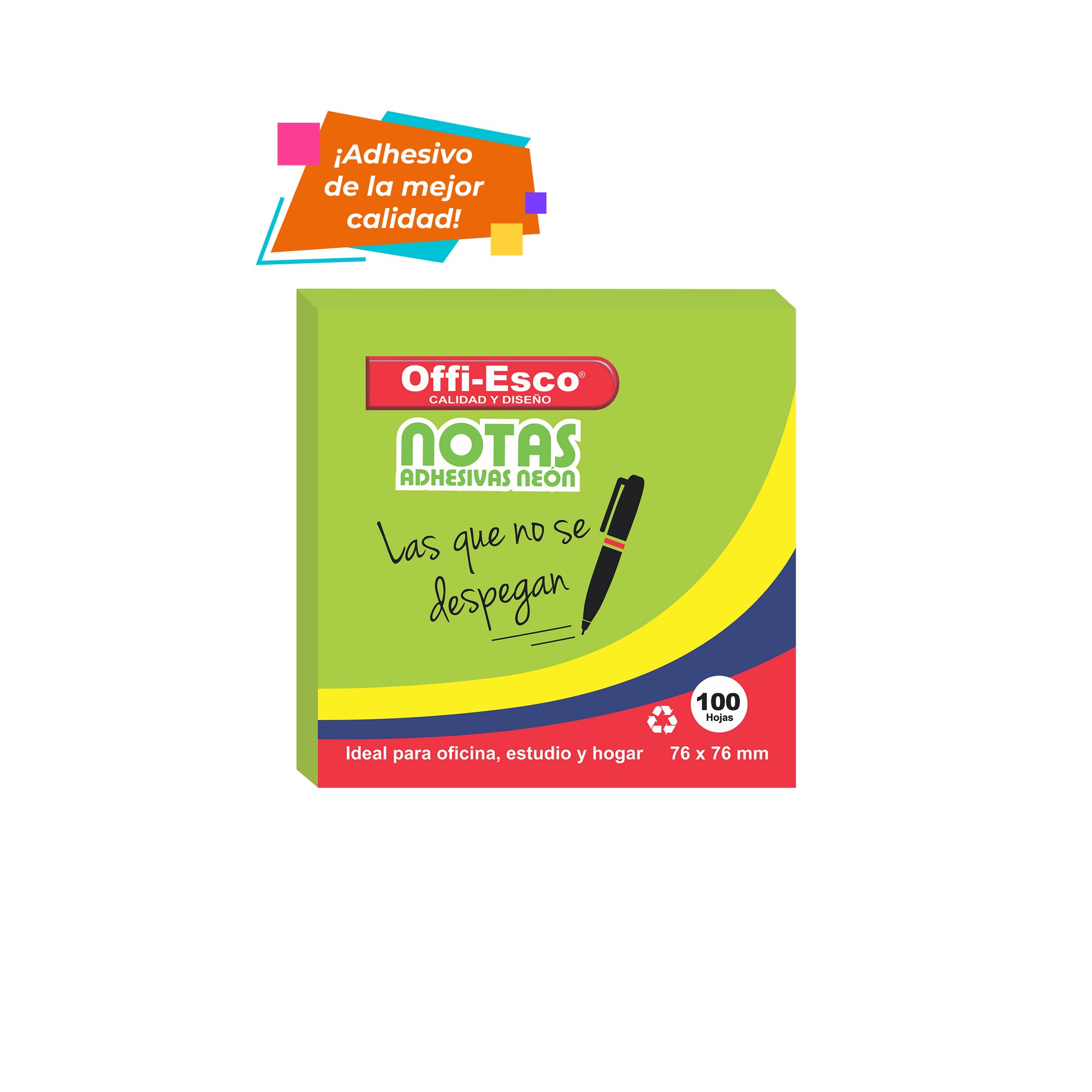 Taco de Notas adhesivas Offi-Esco 76X76 mm X100 hojas