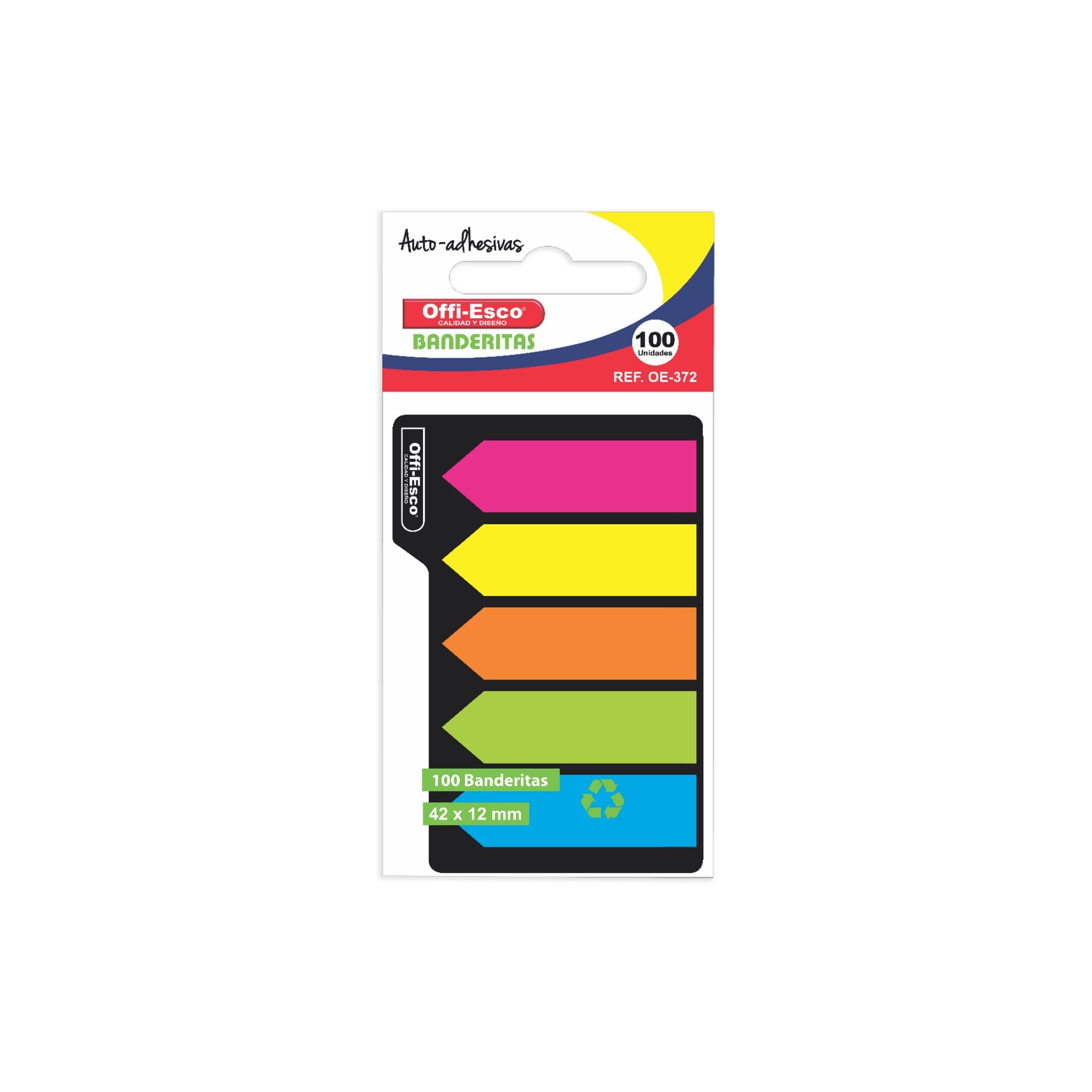 Banderitas adhesivas Offi-Esco 5 colores 100 hojas neón papel OE372
