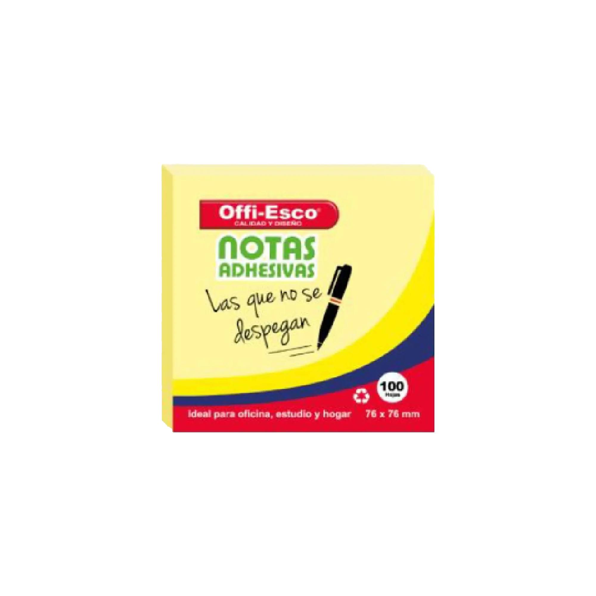 Adhesivo taco Offi-Esco 100H 76X76MM Pega Notas 