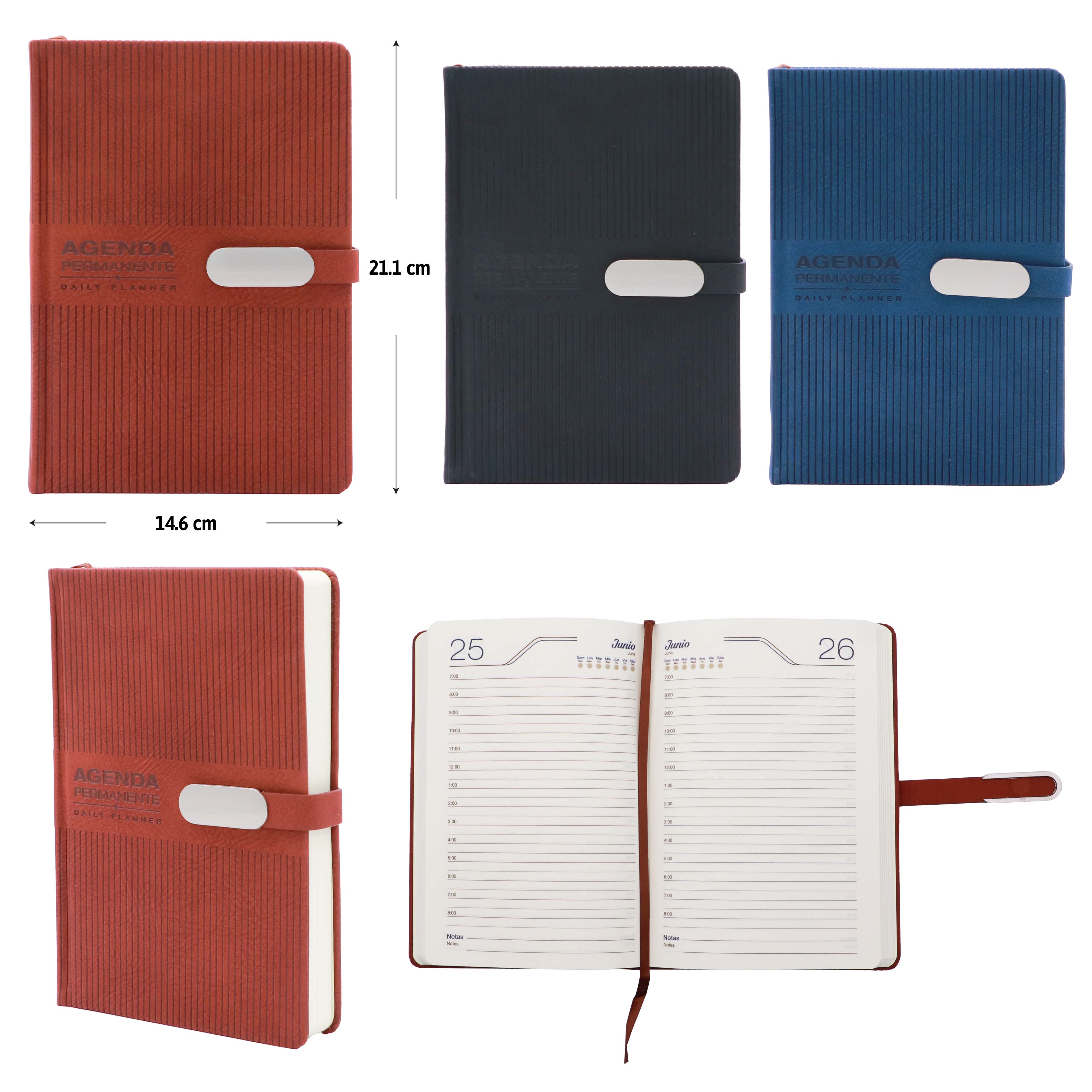 images Agenda Pointer permanente cuero HJ Bone Broche AG-24104-AP - Imagen 1