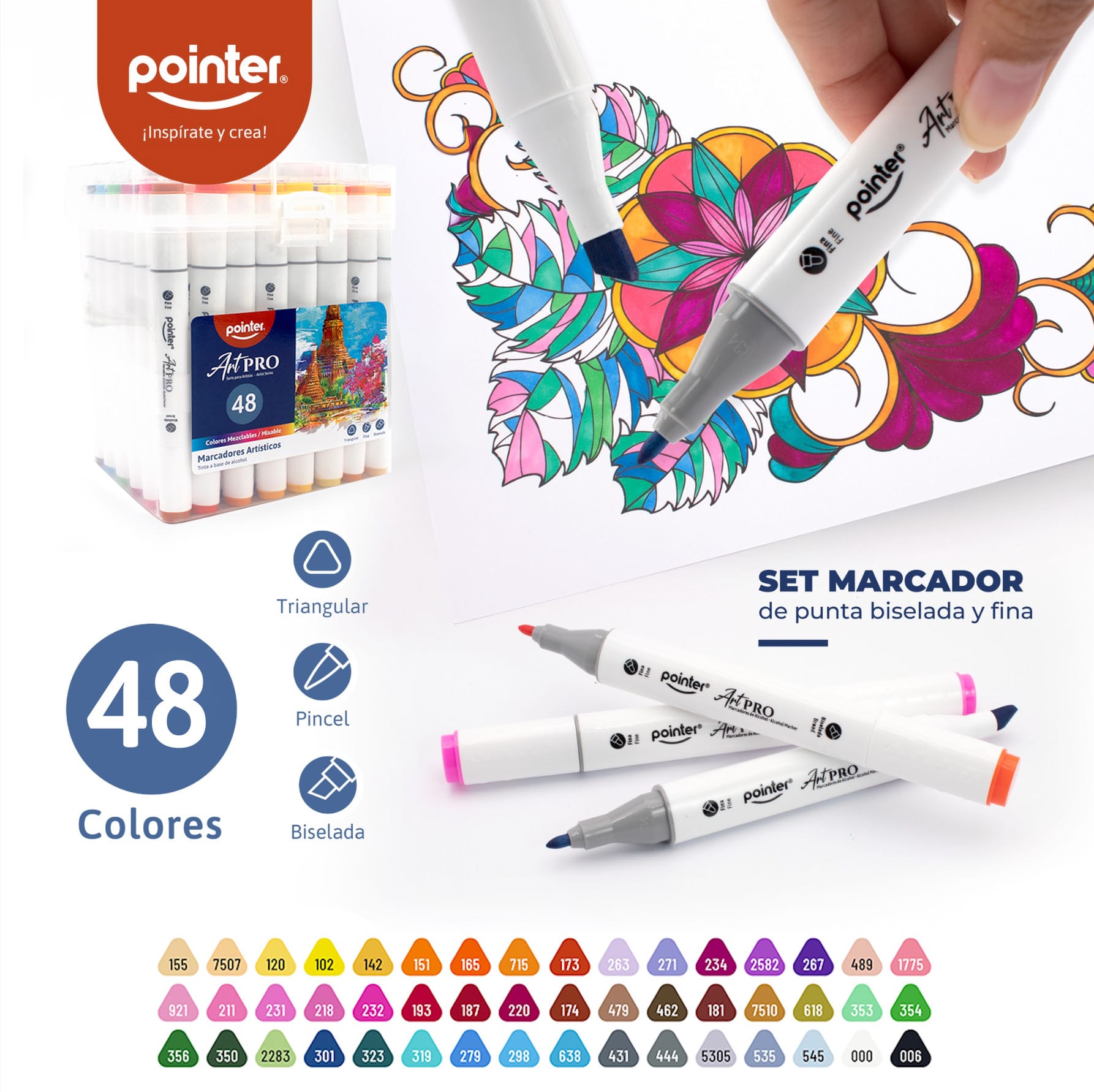 Set de marcadores Pointer Art-Pro colores mezclables X48 AHC-48