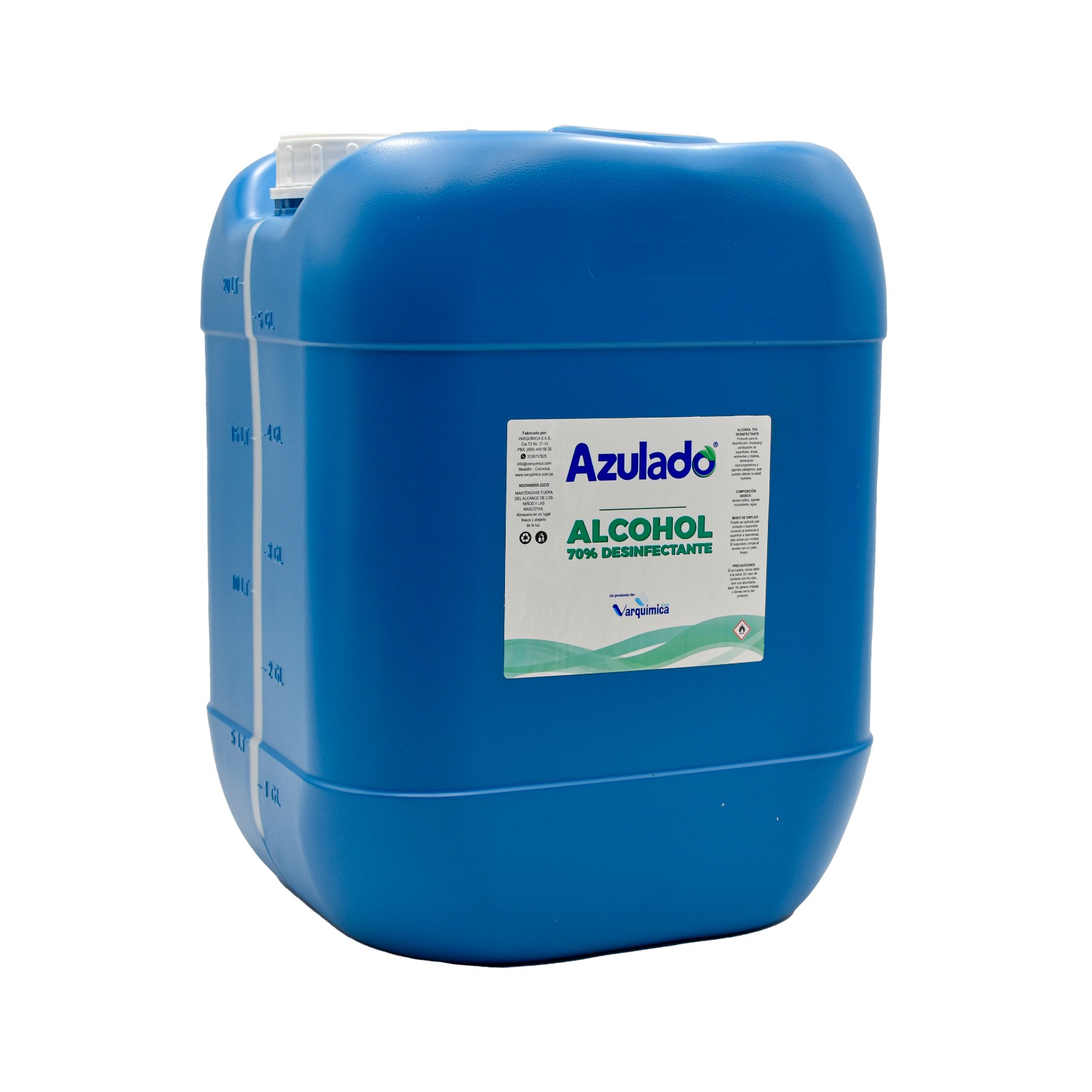 Alcohol 19.000ml 70% industrial etílico Azulado