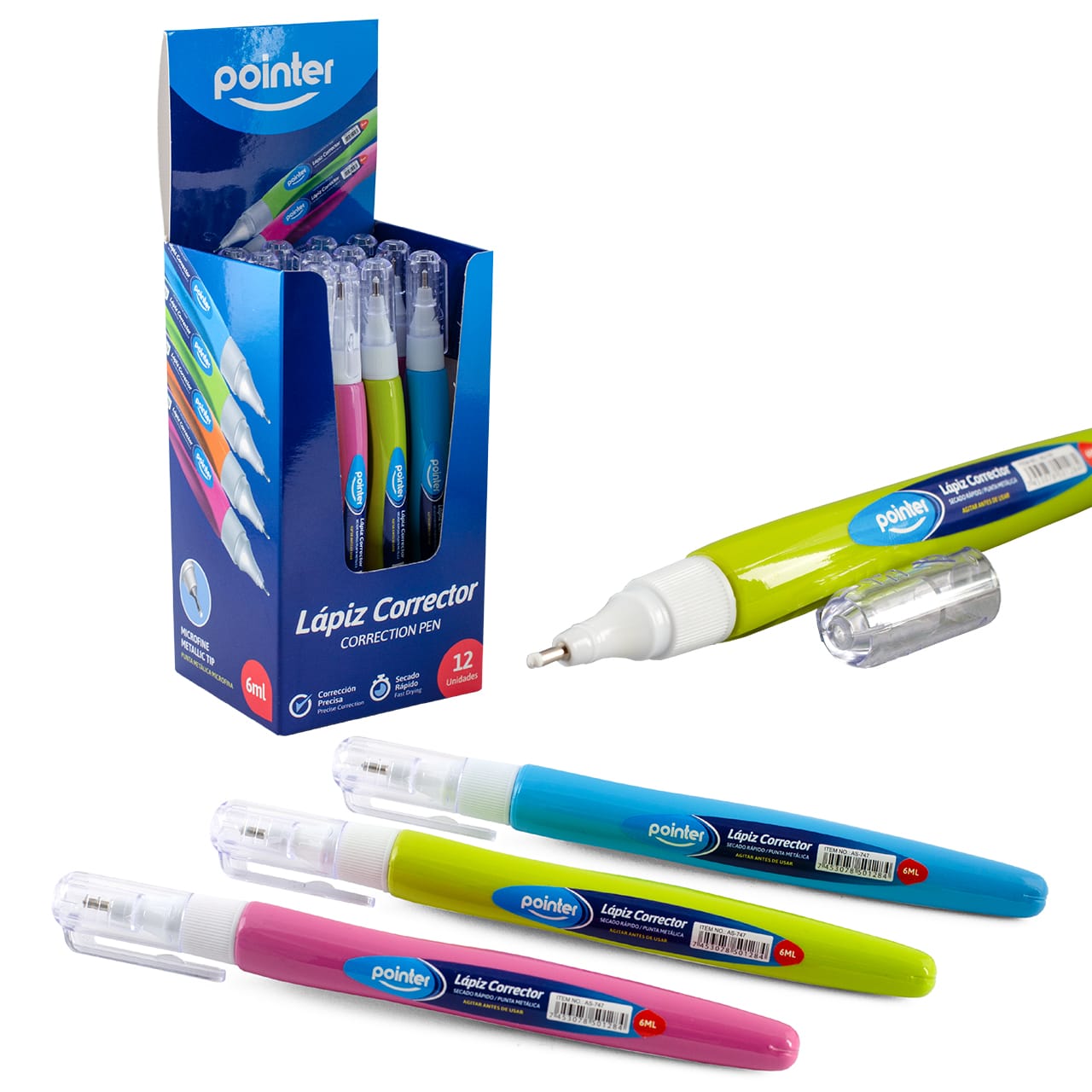 Corrector lápiz 6ml colores surtidos AS-747 Pointer