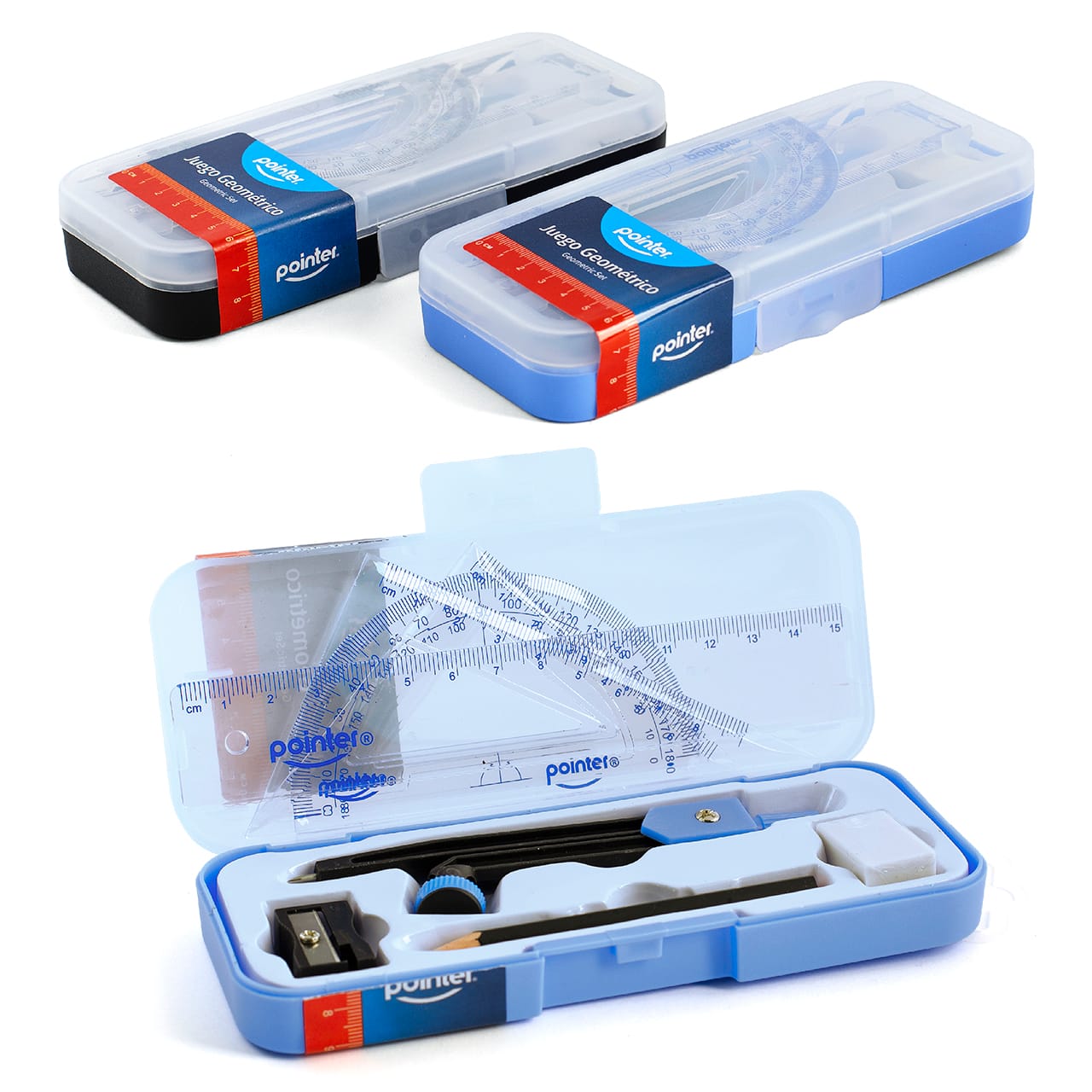 Set de compás + reglas en estuche de 8 piezas Pointer CM-66552