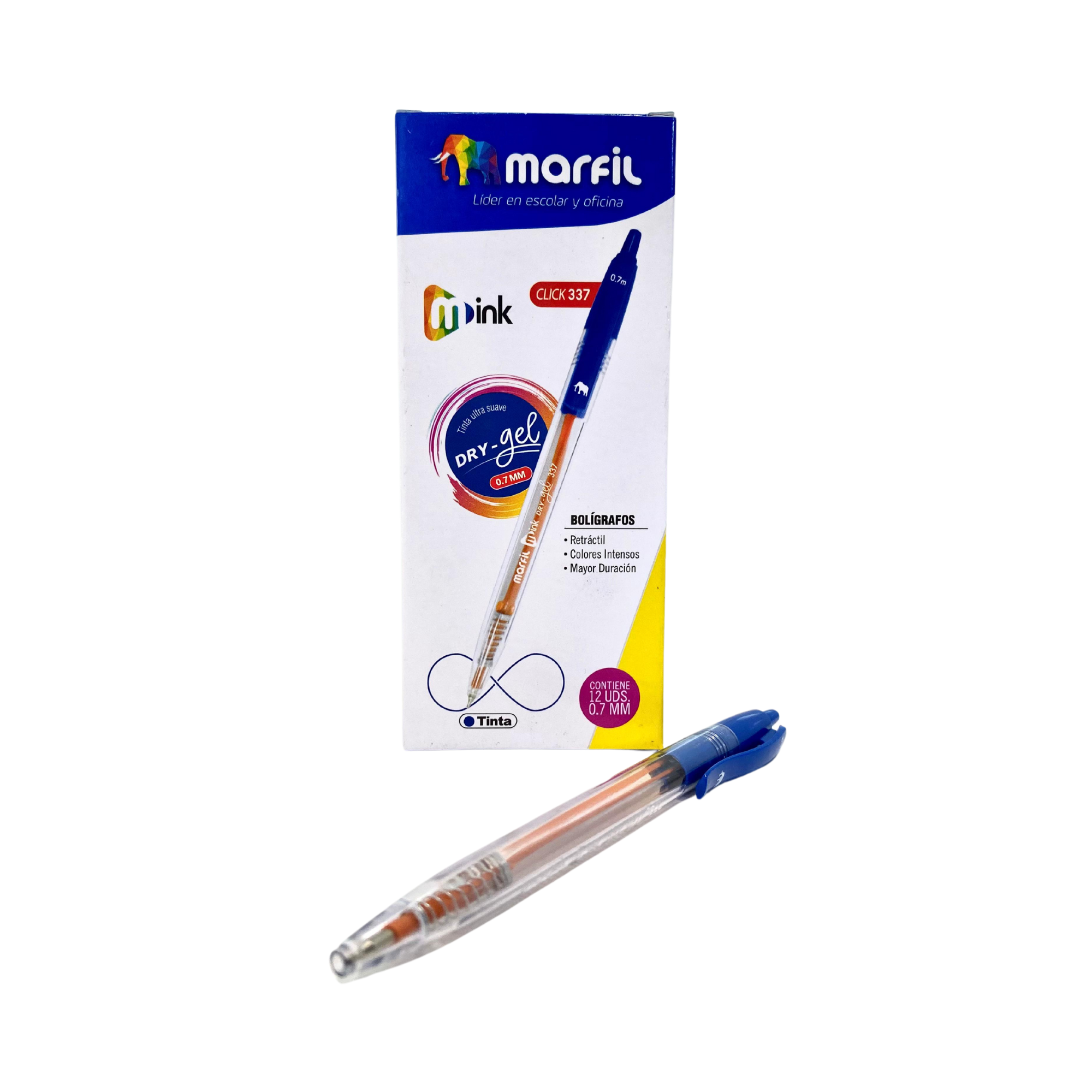 Bolígrafo Marfil M337 retráctil 0.7mm Azul 
