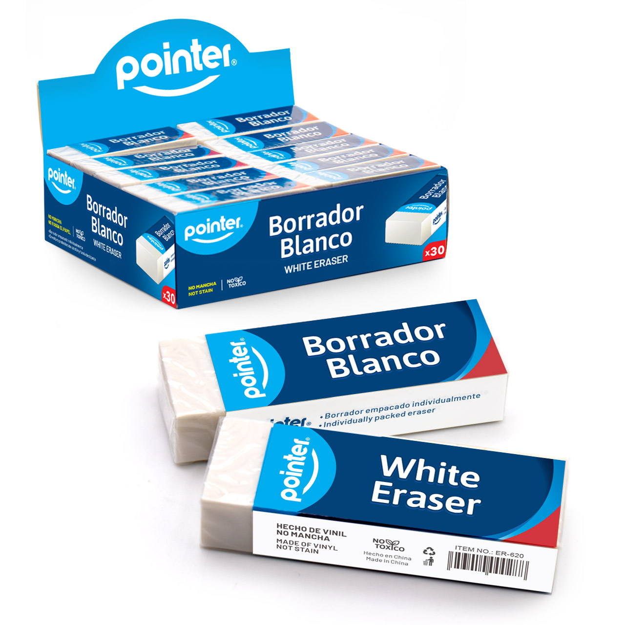 Borrador blanco nata x unidad ER-620 grande Pointer