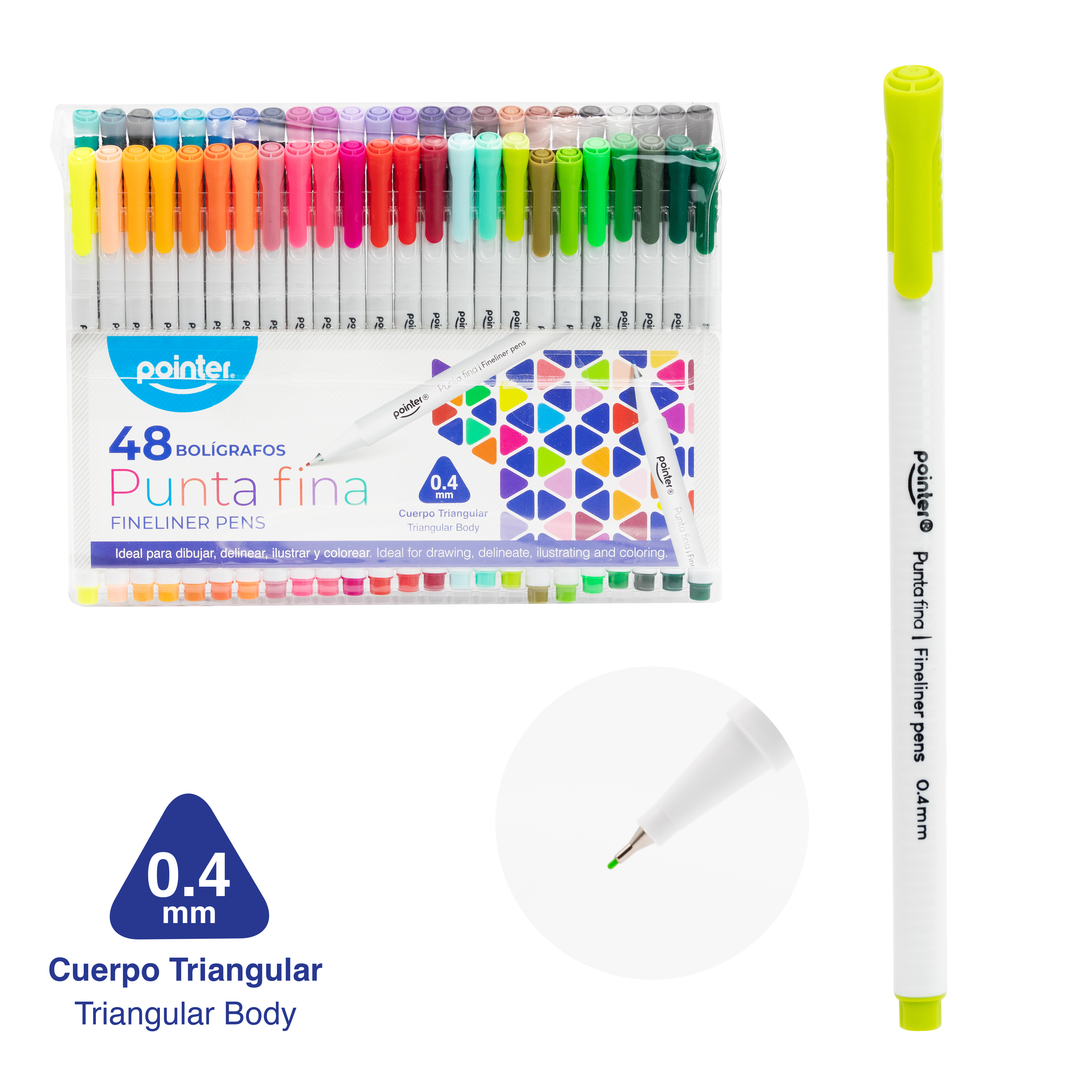 Micropunta Pointer triangulares punta fina 0.4mm X48 FL-2334-48
