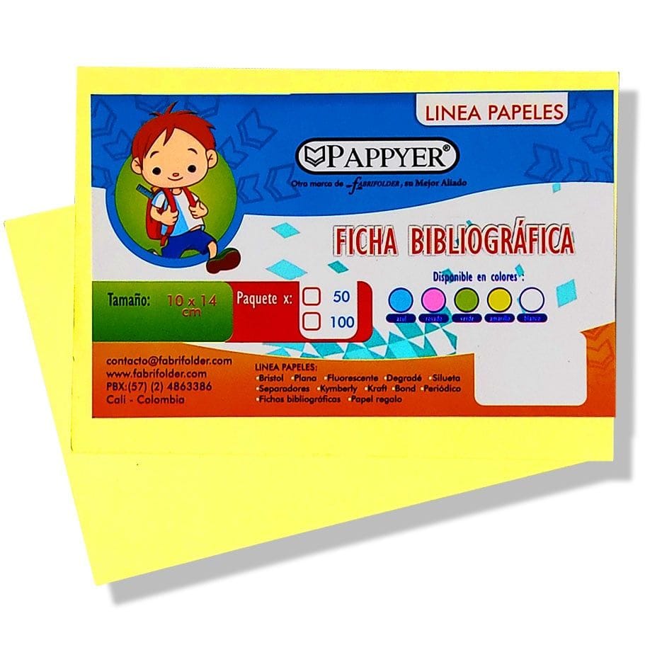 Fichas bibliográficas amarilla x 50 hojas Fabrifolder