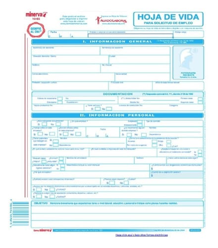 Hoja de vida azul x 20 unidades Minerva