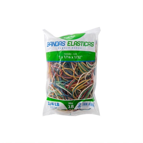 Banda de caucho 1/4 Lb colores surtidos PNT-RB18-1-4C Pointer