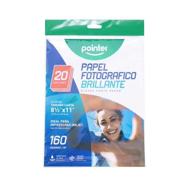 Papel fotográfico 160gr brillante Paquete X20 PP-1201-160 Pointer