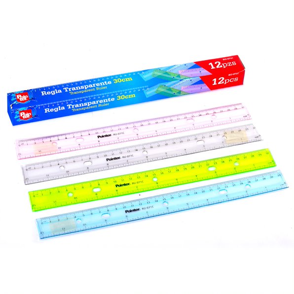 Regla plástica 30CM colores surtidos translúcidos RU-071C Pointer