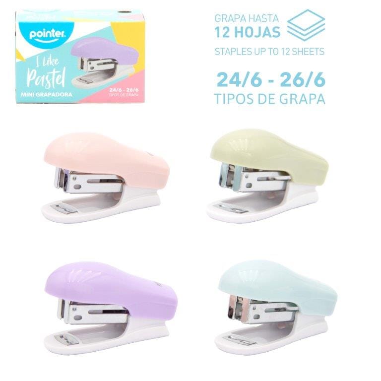 Cosedora x 12 hojas mini colores pastel ST-2357 Pointer