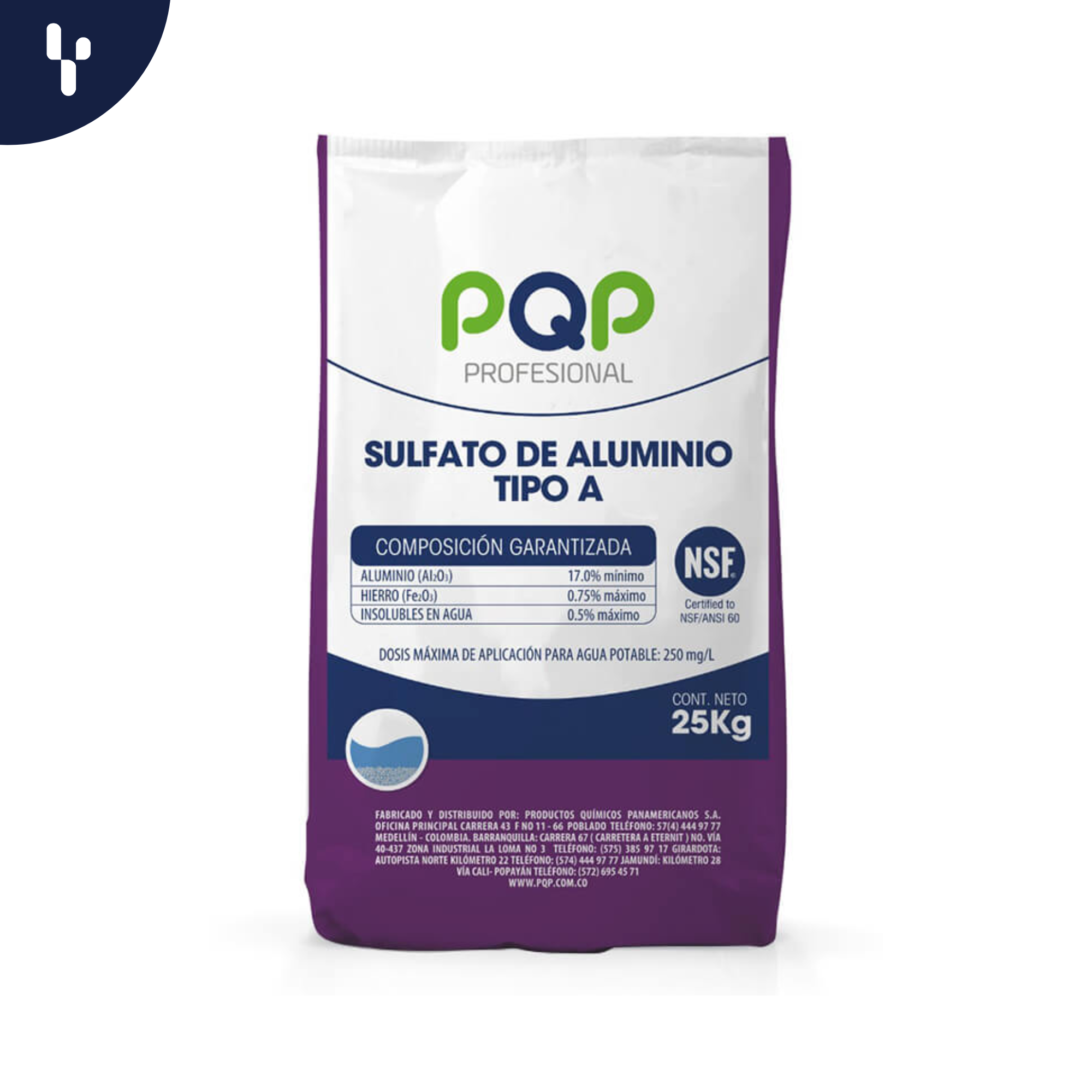 Sulfato de Aluminio PQP Tipo A 25kl