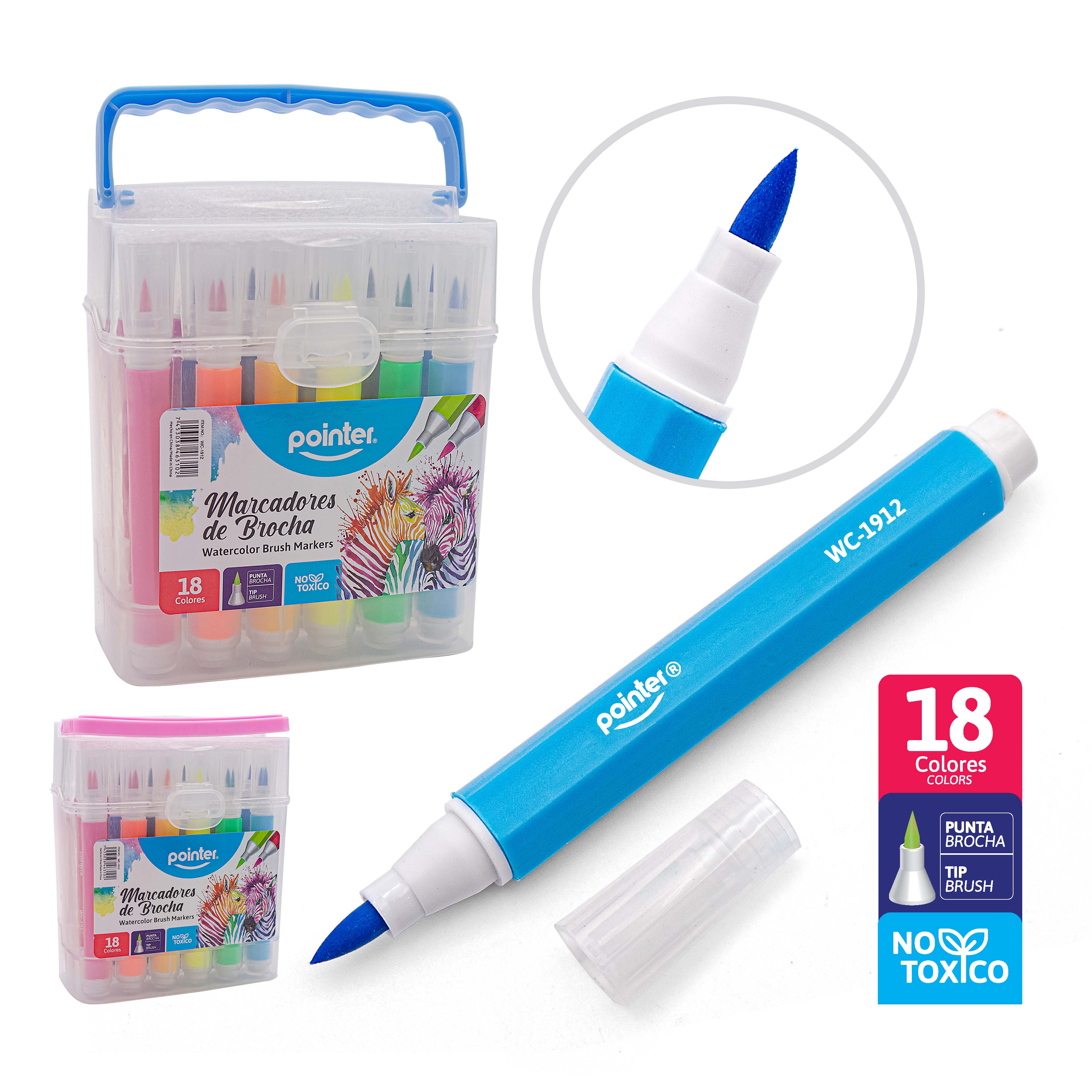 Marcador Pointer en brocha colores surtidos X18 WC-1912