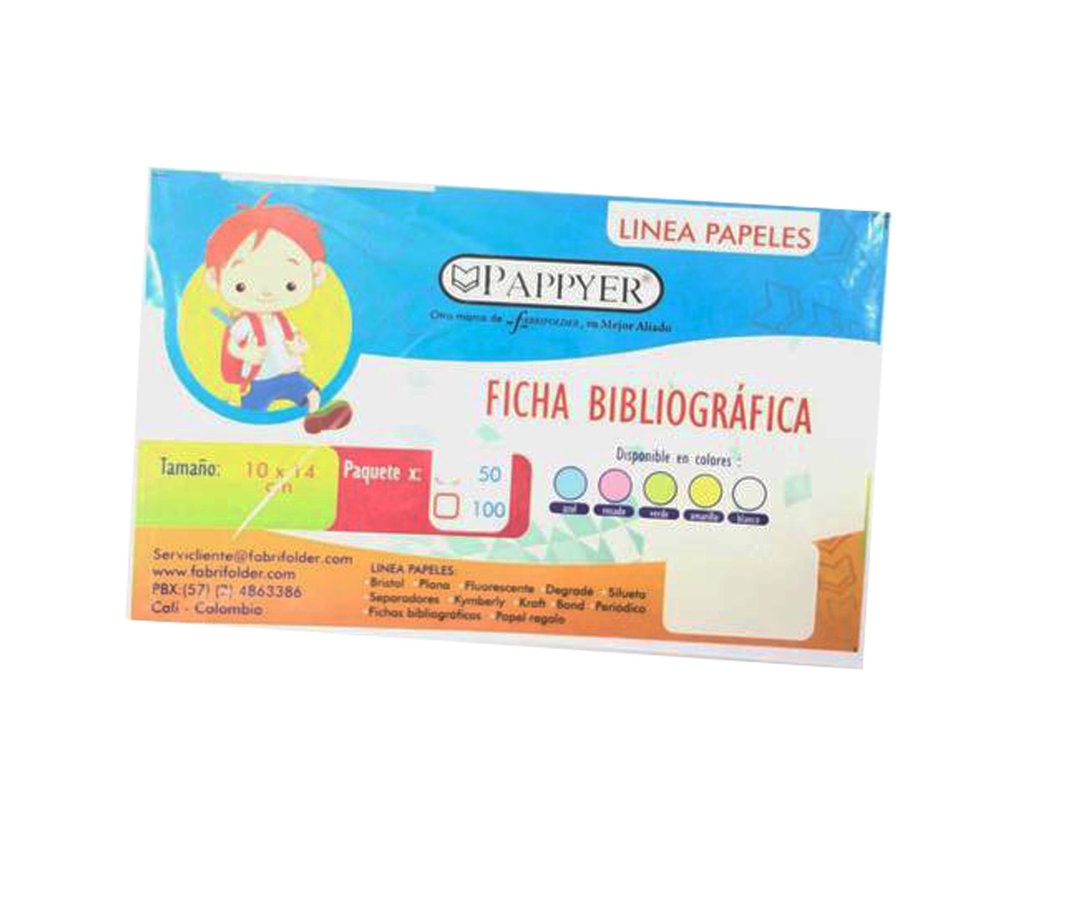 Fichas bibliográficas blanca x 50 hojas Fabrifolder