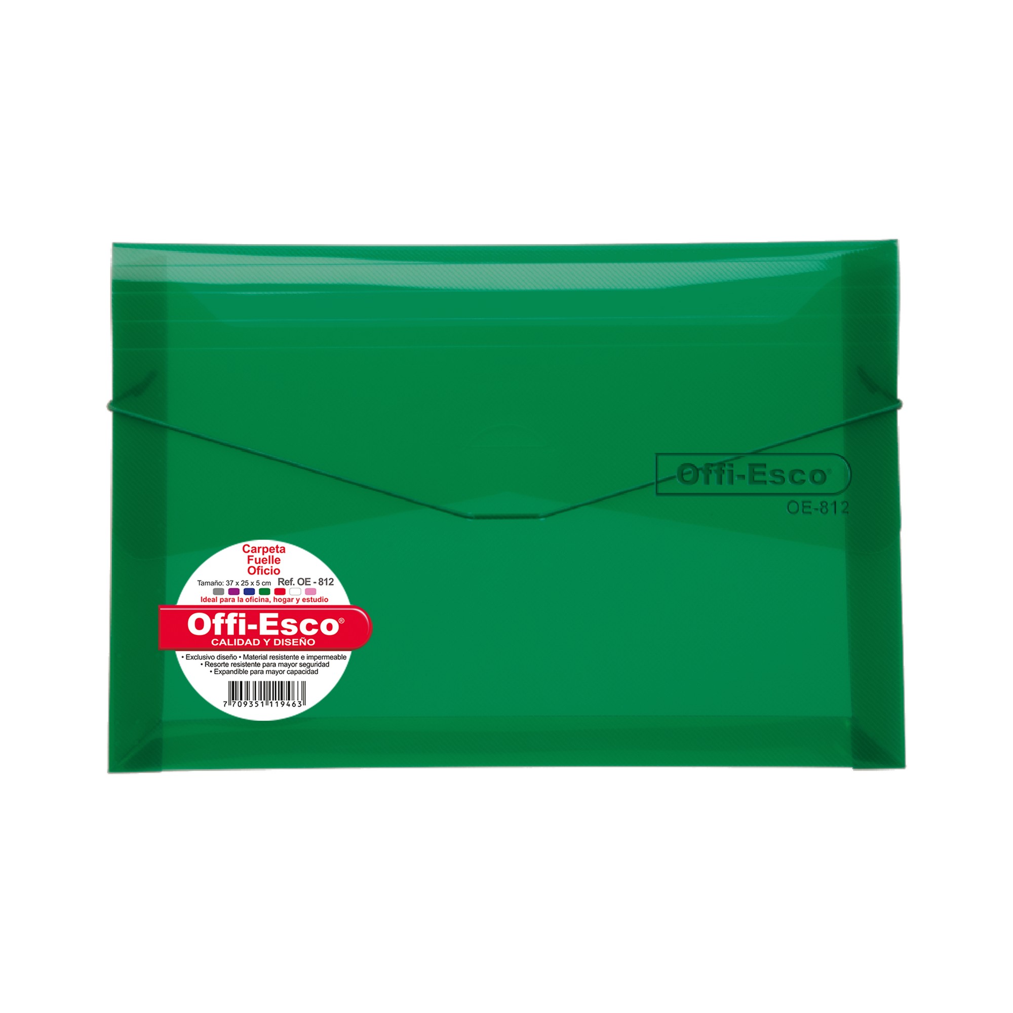 Carpeta Plastica Fuelle Offi-Esco con Resorte Oficio OE-812