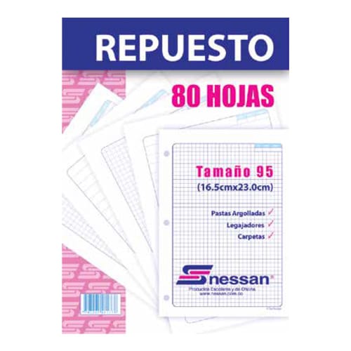 Hoja Folder Media Carta Con Cuadros x 80 Hojas