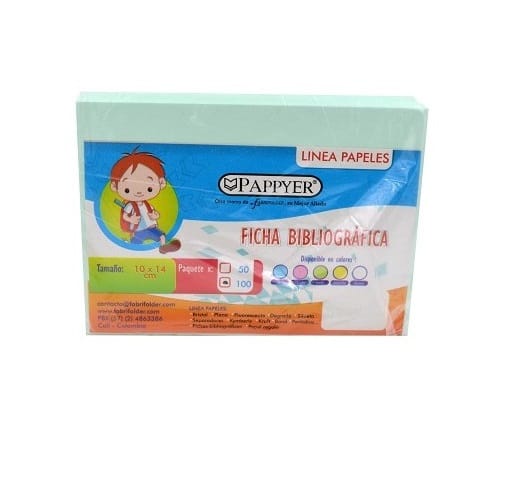 Fichas bibliográficas Verde x 50 hojas Fabrifolder