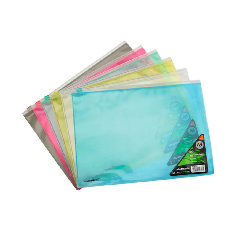 Diseño sin título (32) Carpeta Gp Med/of Cierre Zipper Stm 1940 Sobre Plástica B5 20x29cm Horizontal Ecolog Transparente Studmark - Imagen 1