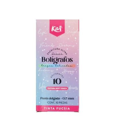 Bolígrafo Kiut Retráctil Fucsia X10