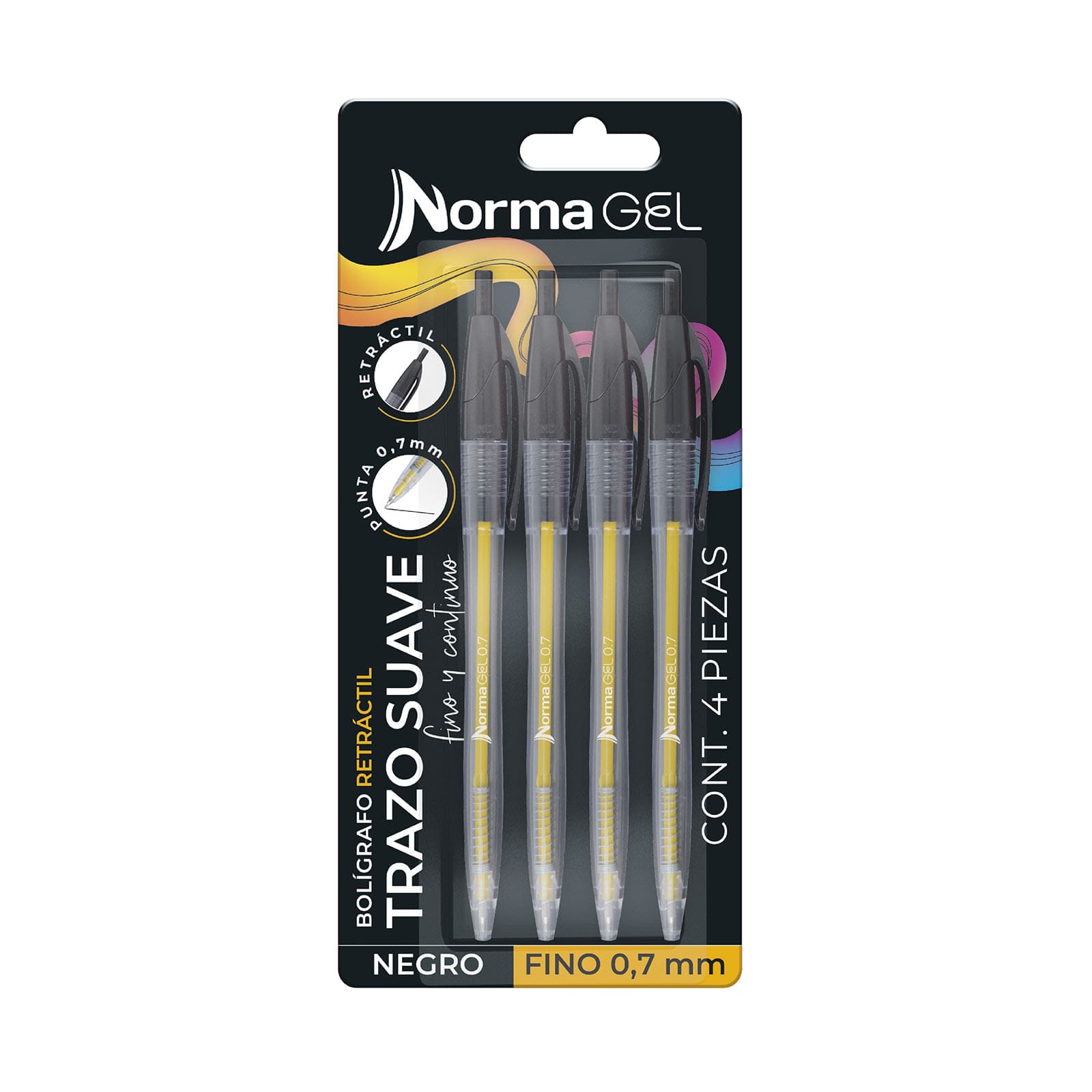 Bolígrafo Norma Retráctil Negro Semigel 0.7 Paquete X12 Norma Bolígrafo Norma Retráctil Negro Semigel 0.7 Paquete X12 Norma