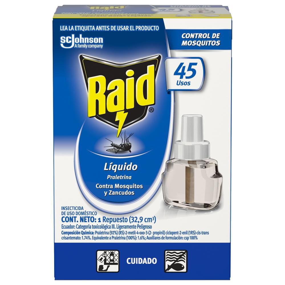 Repuesto Líquido Insecticida Raid Mata Mosquitos Y Sancudos Contenido: 32.9cm3 Doméstico Repuesto Líquido Insecticida Raid Mata Mosquitos Y Sancudos Contenido: 32.9cm3 Doméstico