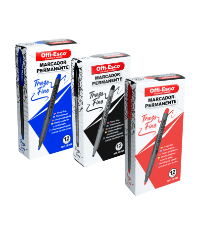 Marcador OffiEsco Permanente Delgado Oe-526-12 Color Negro X12 Punta Fina