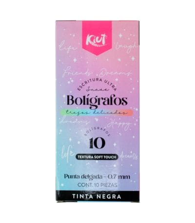Bolígrafo Kiut Retráctil Negro X10