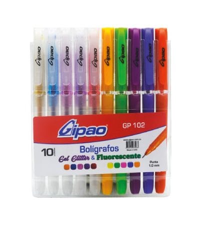 Bolígrafo Gp Mirellado X10 Gp102 Fluores Gel Colores Surtido 1.0