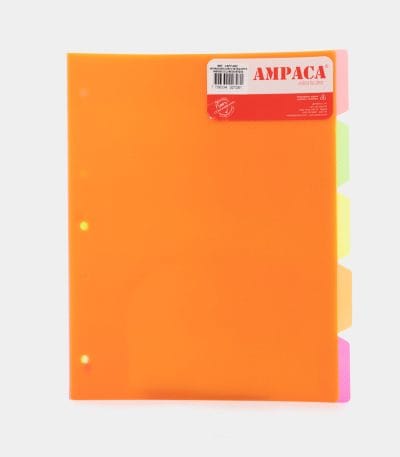 Separador 105 Carta Plásticos Colores X5 22x28,5cm (azul-rojo-naranja-amarillo-verde) Guía Clasif Printell