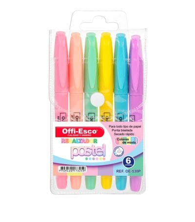 Resaltador OffiEsco Delgado Pastel Oe530p (paq X6)