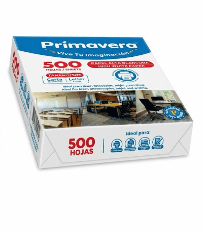 Resma de papel carta blanco importada Primavera 500 hojas