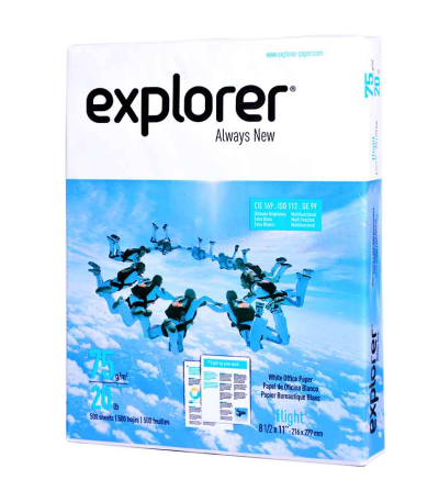 Resma de papel tamaño carta Explorer de 75 g, 500 hojas, alta blancura
